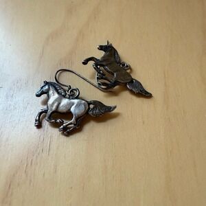 Vintage Sterling Silver Horse Dangle Earrings • Western Cowgirl Equestrian Boho